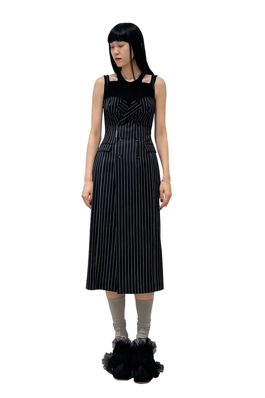 WOOL GABARDINE CORSET BUSTIER DRESS