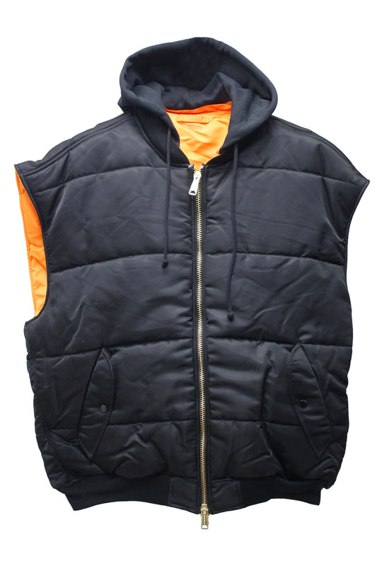 LOGO BOMBER VEST WITH A HOOD