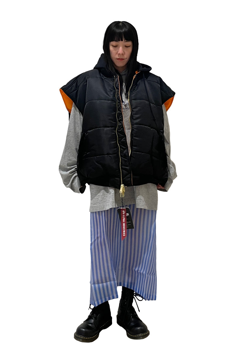 LOGO BOMBER VEST WITH A HOOD【25SS】