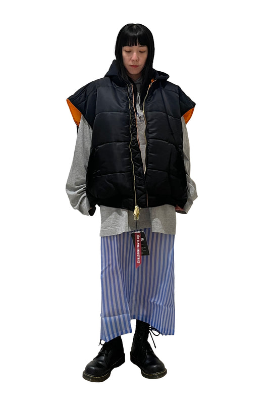 LOGO BOMBER VEST WITH A HOOD【25SS】