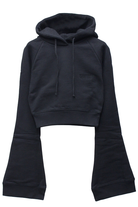 FLARED SLEEVE CROPPED HOODIE