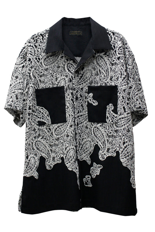 COMBINE EMBROIDERY OPEN COLLAR SHIRTS【25SS】