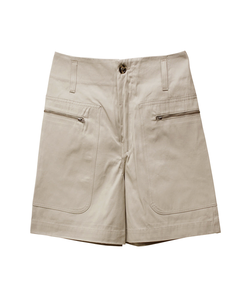 zipper patch short pants
