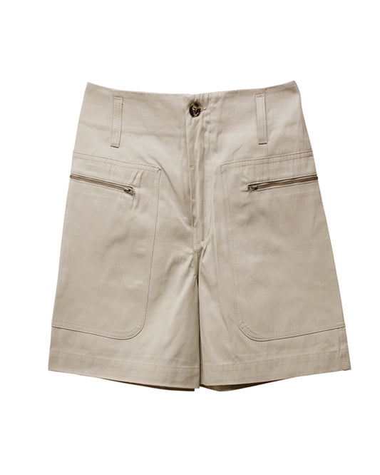 zipper patch short pants