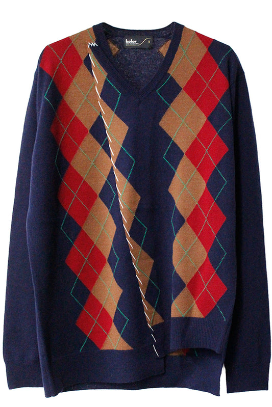 アーガイル柄Vネックニット(MEN)【25AW】