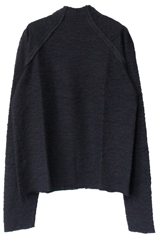 WOOL JACQUARD CUT-OUT TURTLE NECK TOP【25AW】