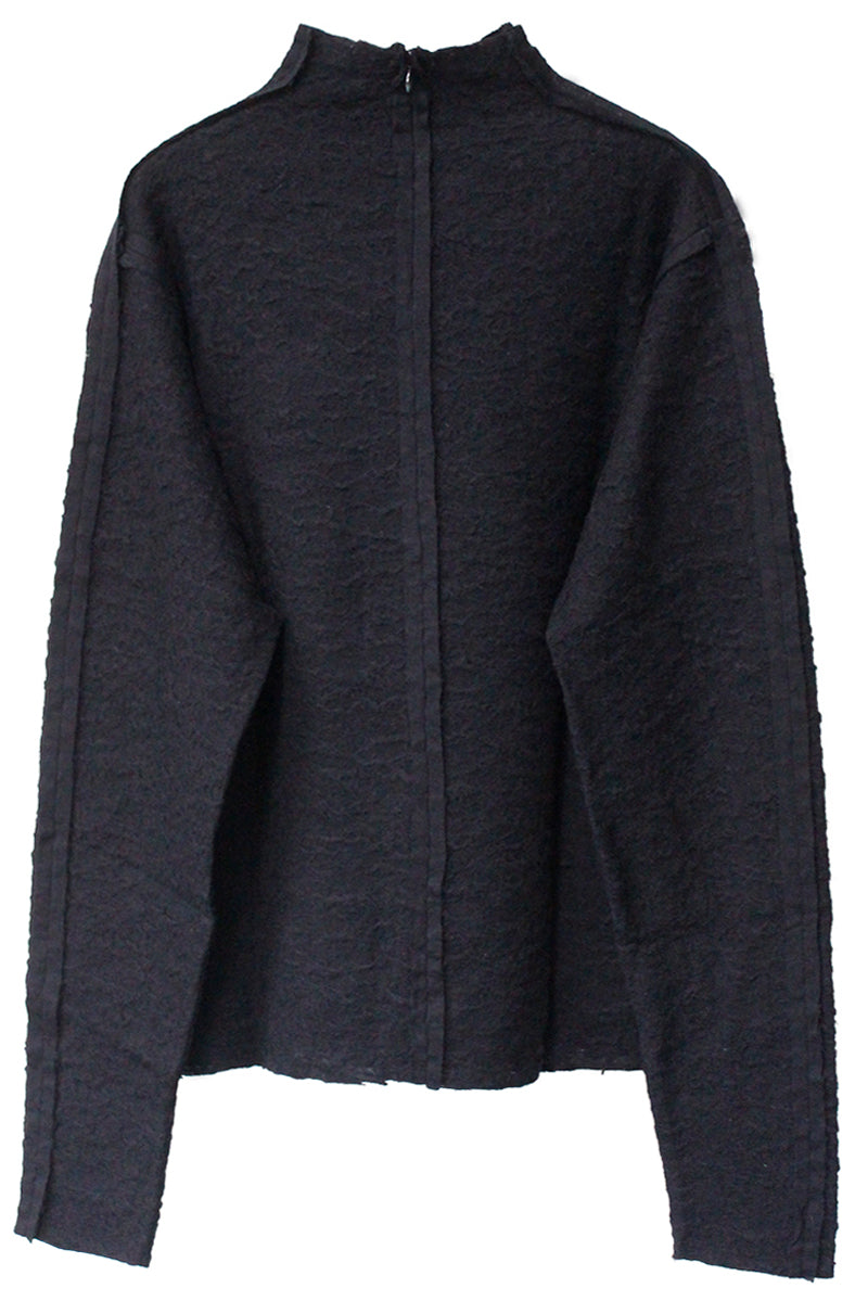 WOOL JACQUARD CUT-OUT TURTLE NECK TOP【25AW】