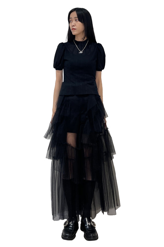 COTTON JERSEY PUFF SLEEVE T-SHIRT【25AW】