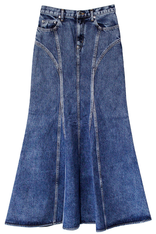 WASHED DENIM MERMAID LINE SKIRT【25AW】