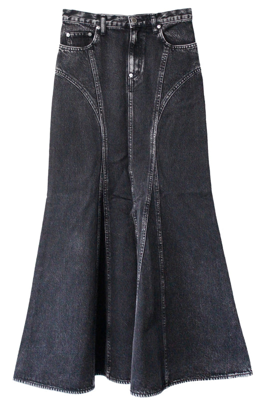 WASHED DENIM MERMAID LINE SKIRT