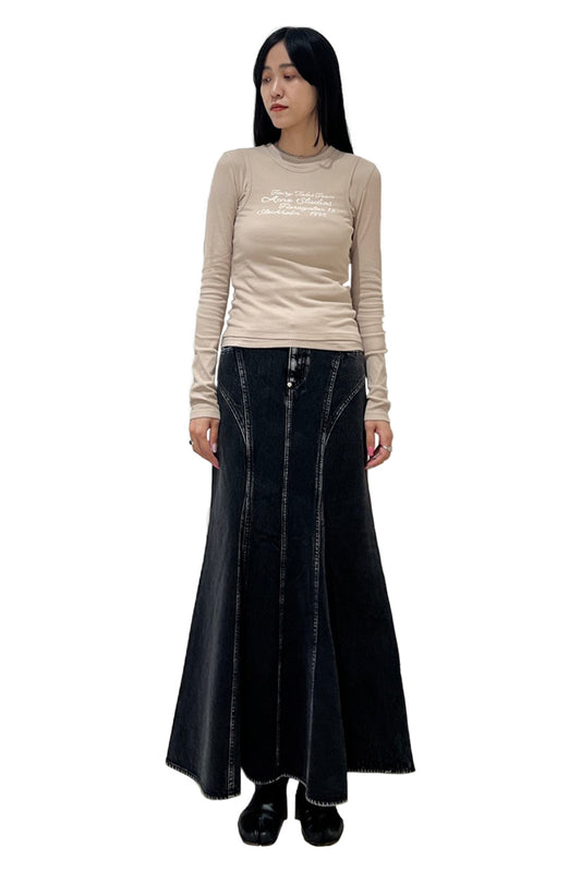 WASHED DENIM MERMAID LINE SKIRT