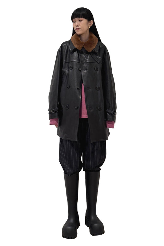 LAMB LEATHER TROMPE L'OEIL SHORT COAT【25AW】