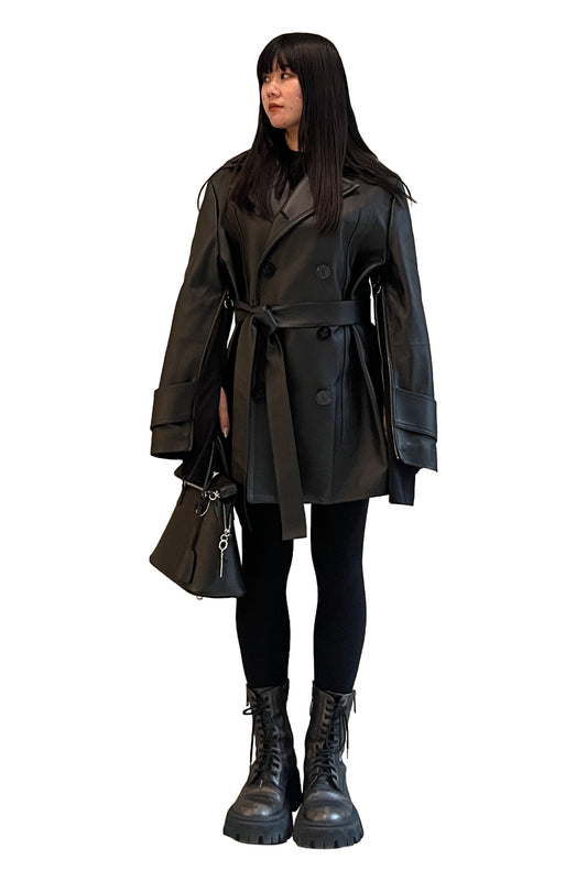ORIGAMI PEACOAT LEATHER(UNISEX)