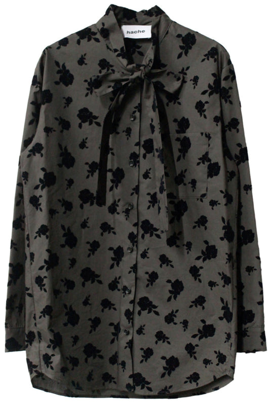 タイ付フラワー柄ブラウス【25AW】