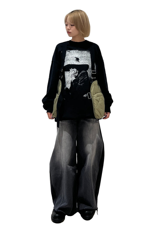 プリントロングスウェットトップス