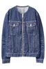 WASHED DENIM COLLARLESS JACKET（UNISEX）
