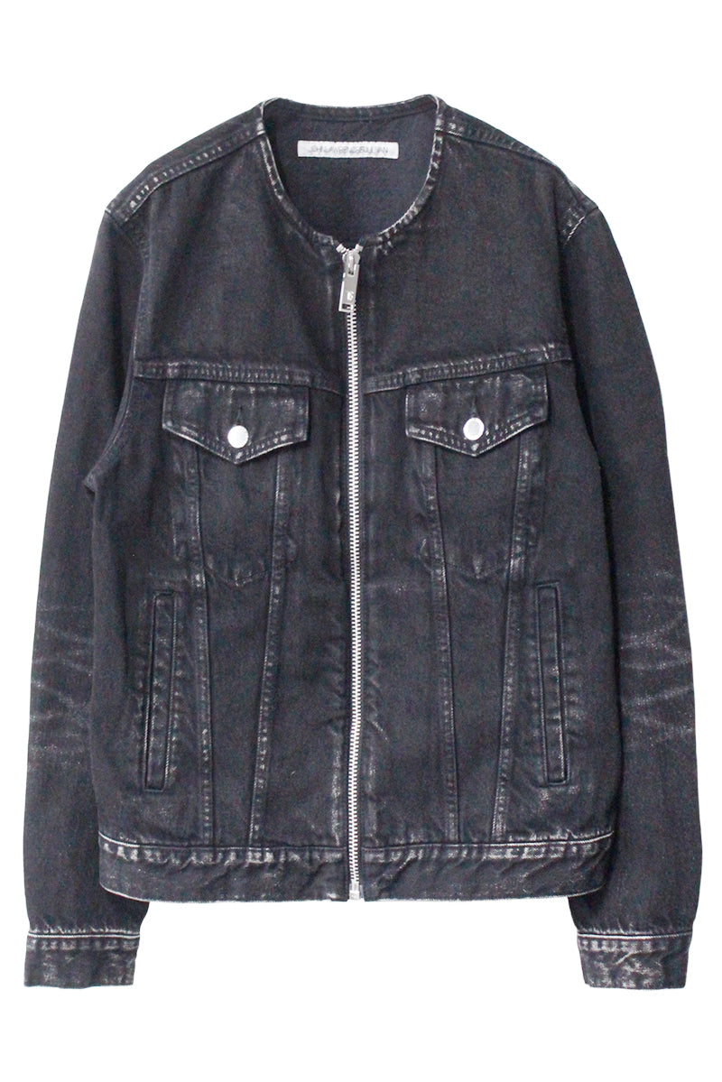 WASHED DENIM COLLARLESS JACKET（UNISEX）