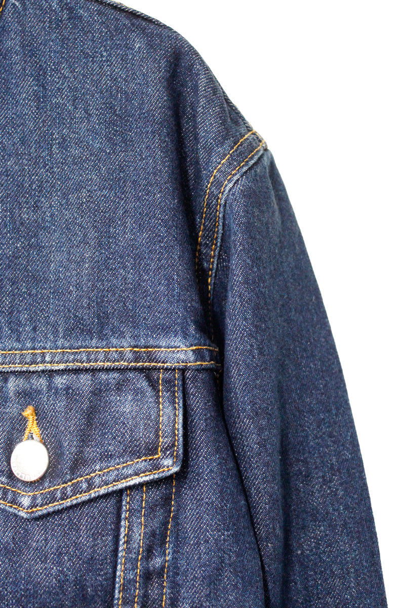 WASHED DENIM COLLARLESS JACKET（UNISEX）