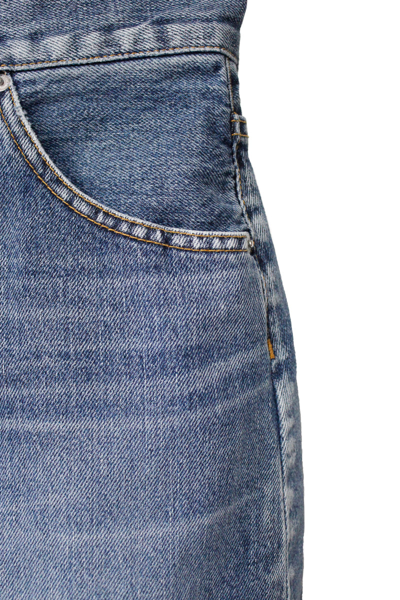 WASHED DENIM GATHERED SKIRT