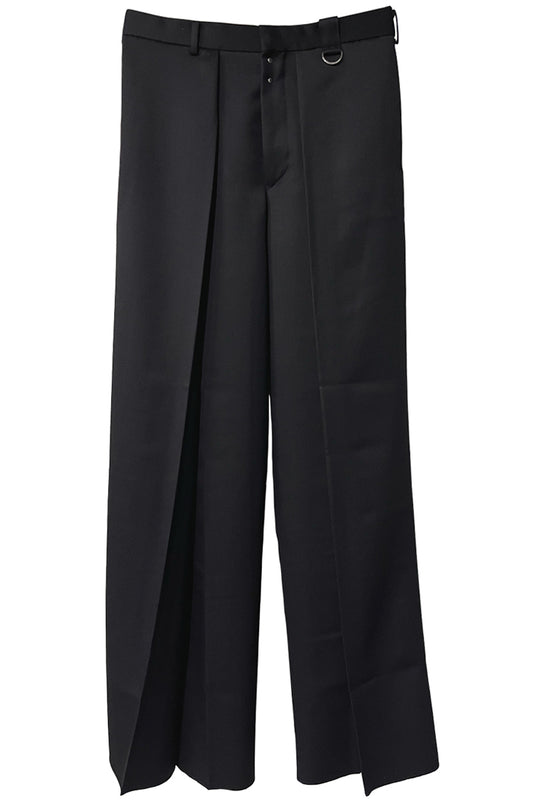 WOOL GABARDINE TUCKED WIDE TROUSERS（MEN）