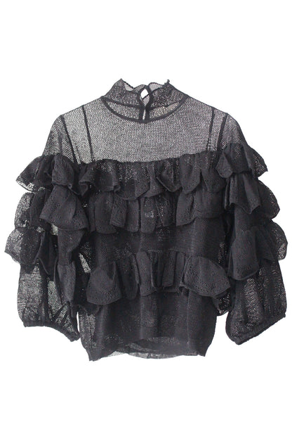 Corinna Mock Neck TieredRuffle Top