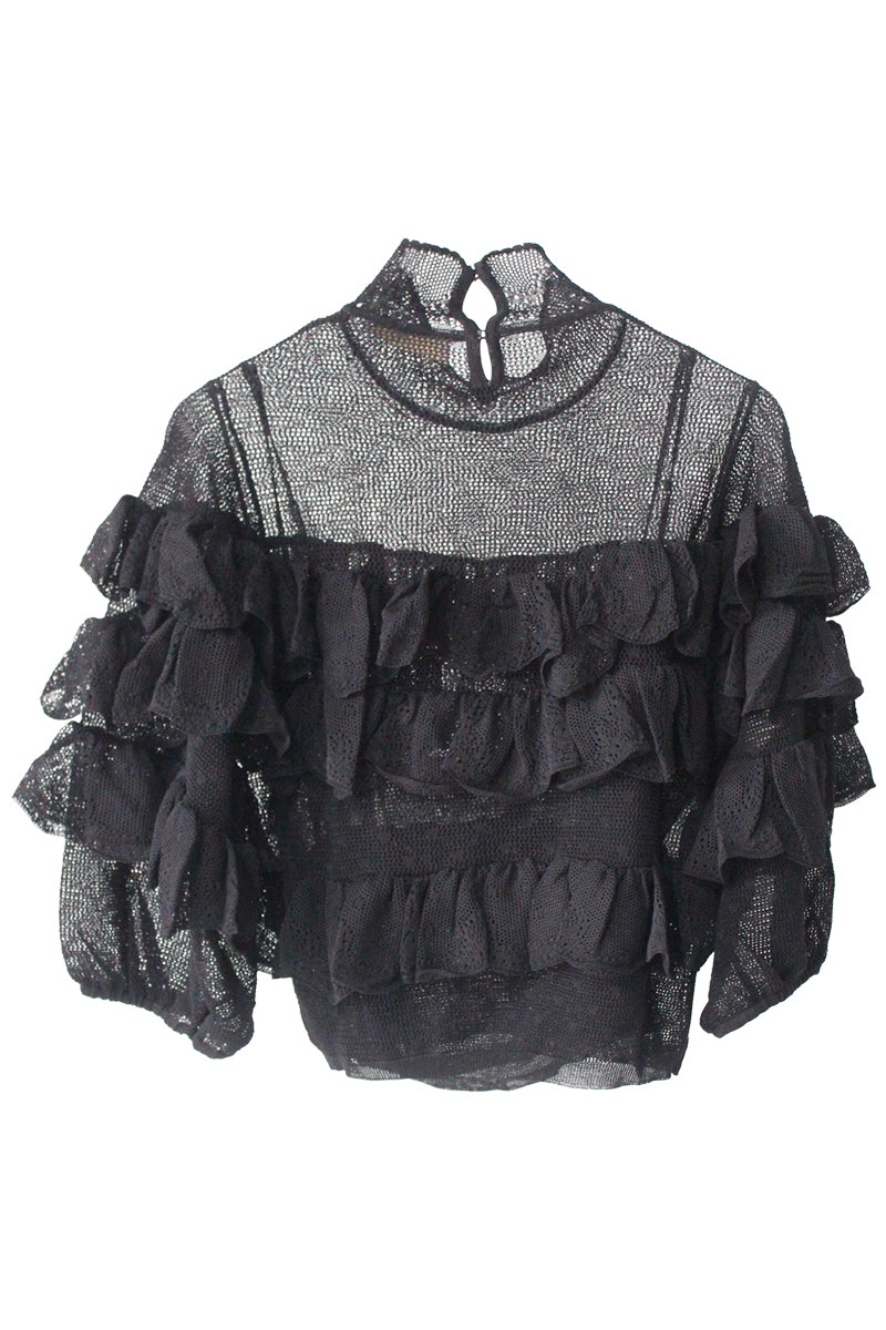 Corinna Mock Neck TieredRuffle Top