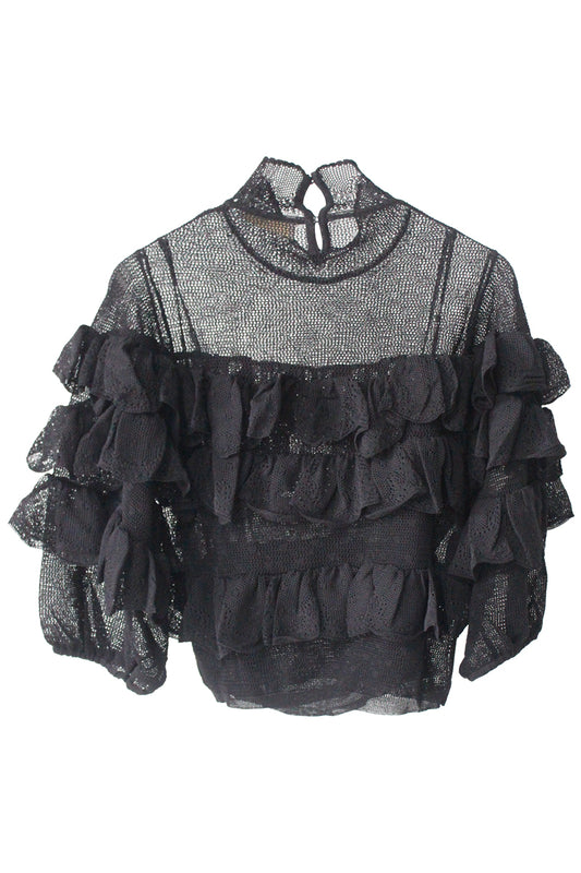 Corinna Mock Neck TieredRuffle Top