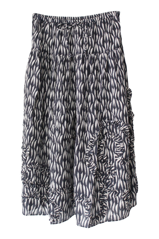 Alexandra Ruffled CottonMidi Skirt