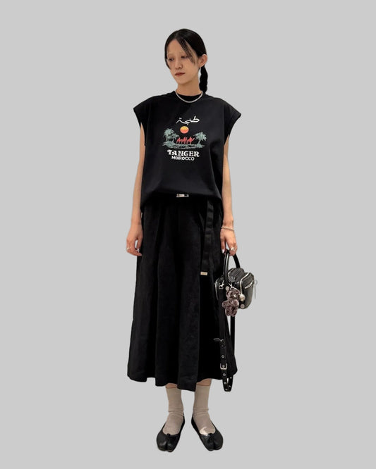 BELTED SUPER WIDE PANTS