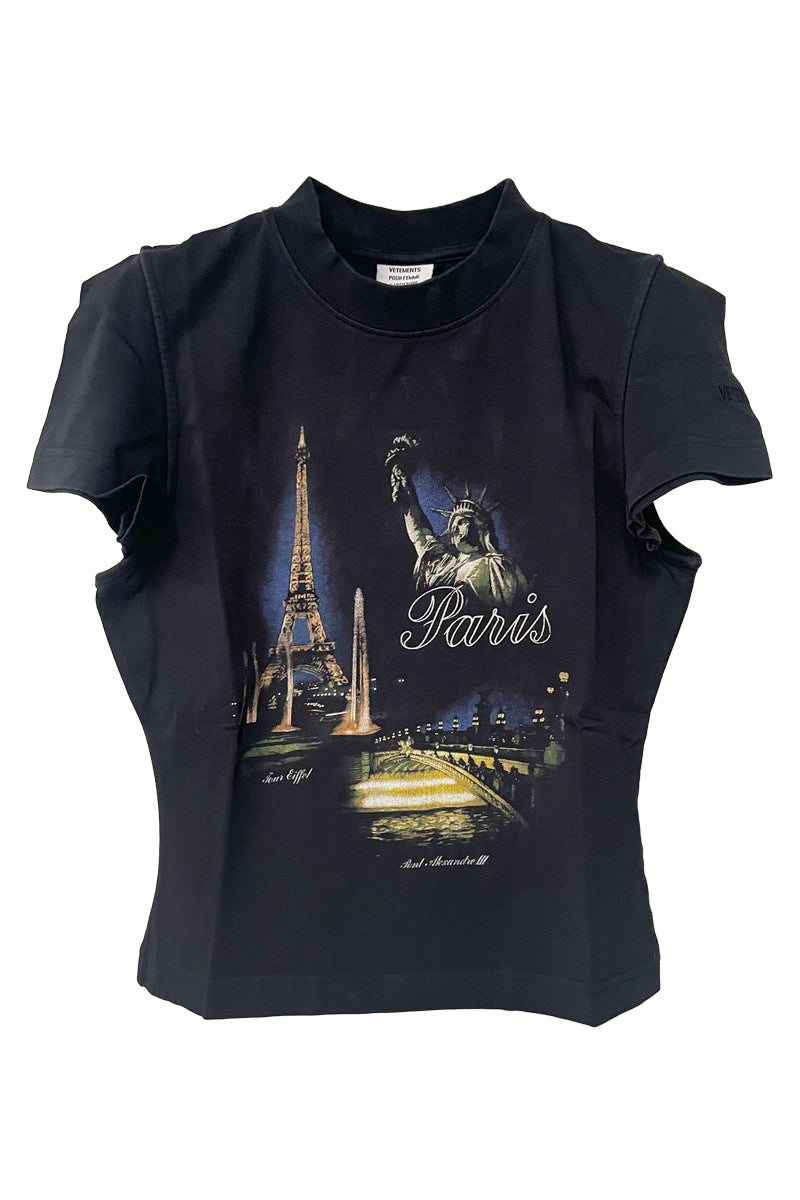 PARIS TOURIST FRONT SLEEVE BABY T-SHIRT