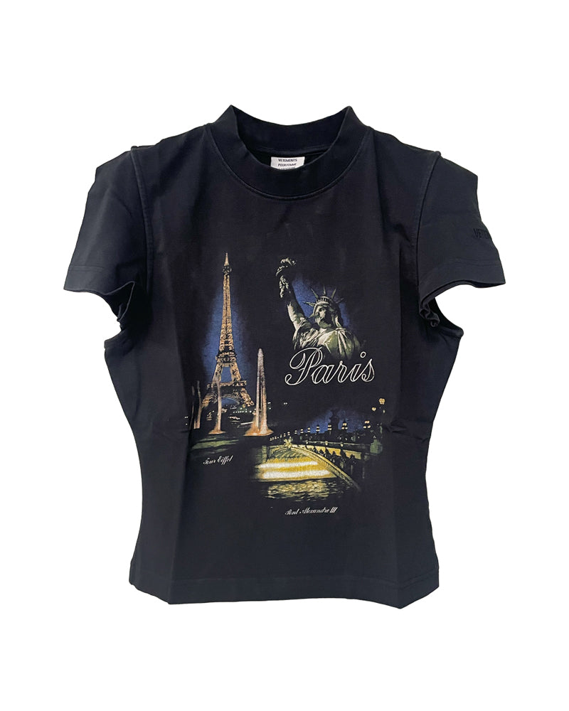 PARIS TOURIST FRONT SLEEVE BABY T-SHIRT