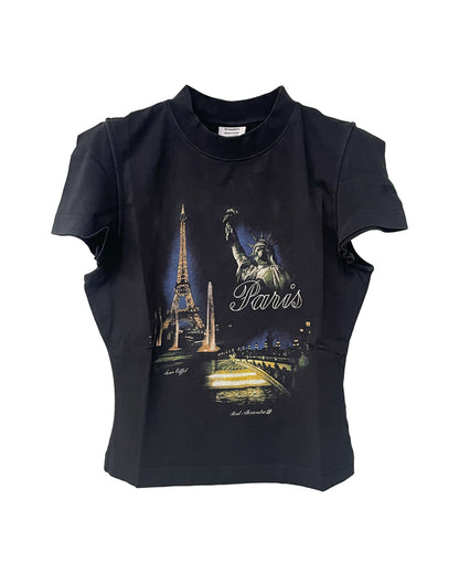 PARIS TOURIST FRONT SLEEVE BABY T-SHIRT