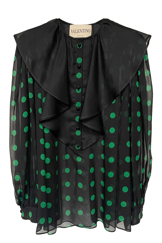 ドット柄ブラウス