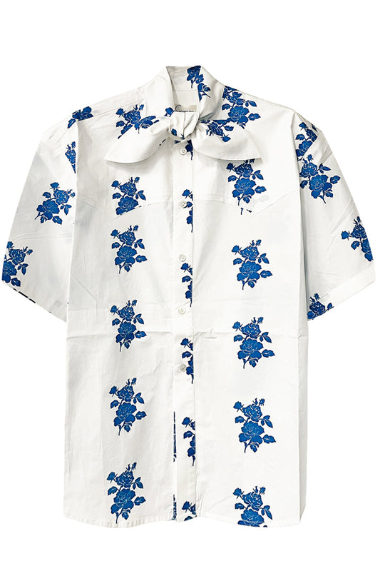 Ribbon Collar S/S Shirt(MEN)