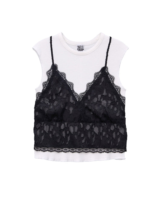 LACE LAYERED JERSEY TOP
