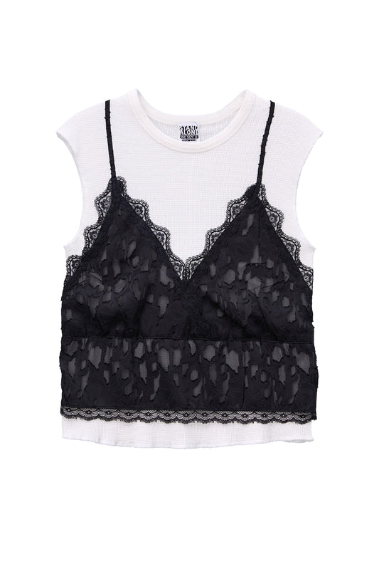 LACE LAYERED JERSEY TOP