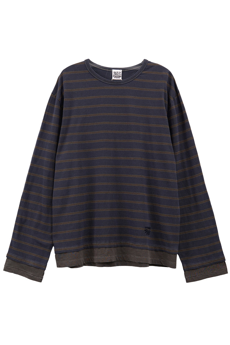 LAYERED HEM STRIPE LONG SLEEVE
