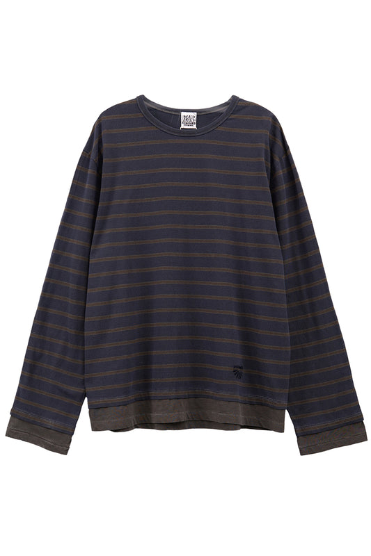 LAYERED HEM STRIPE LONG SLEEVE