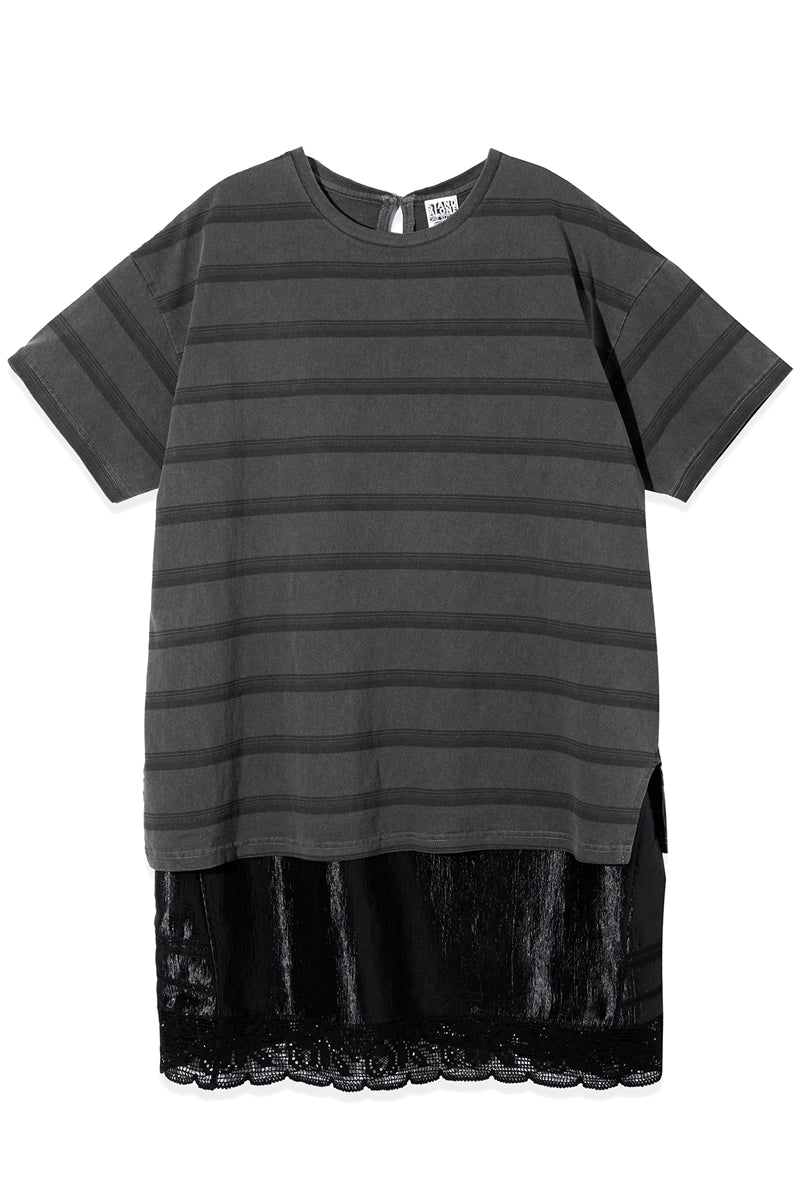 STRIPED T-SHIRT LAYERED DRESS