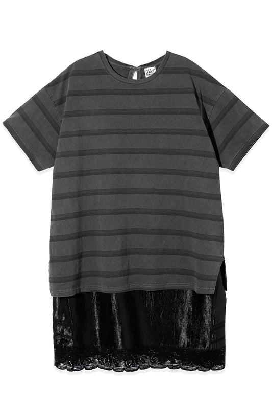 STRIPED T-SHIRT LAYERED DRESS