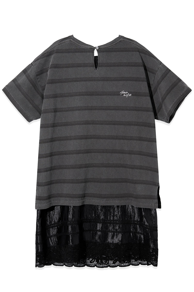 STRIPED T-SHIRT LAYERED DRESS