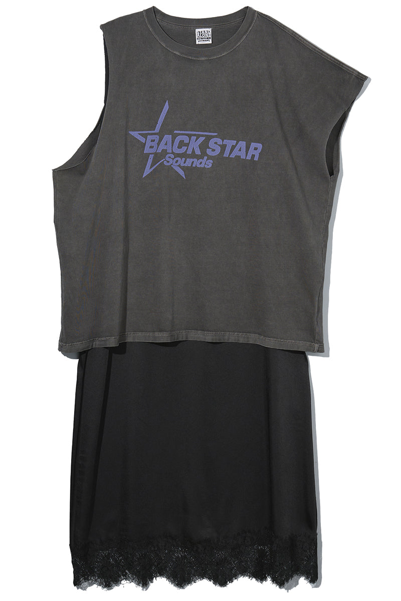 ”BACK STAR SOUNDS” LAYERED T-SHIRT DRESS