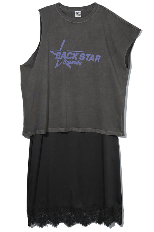 ”BACK STAR SOUNDS” LAYERED T-SHIRT DRESS