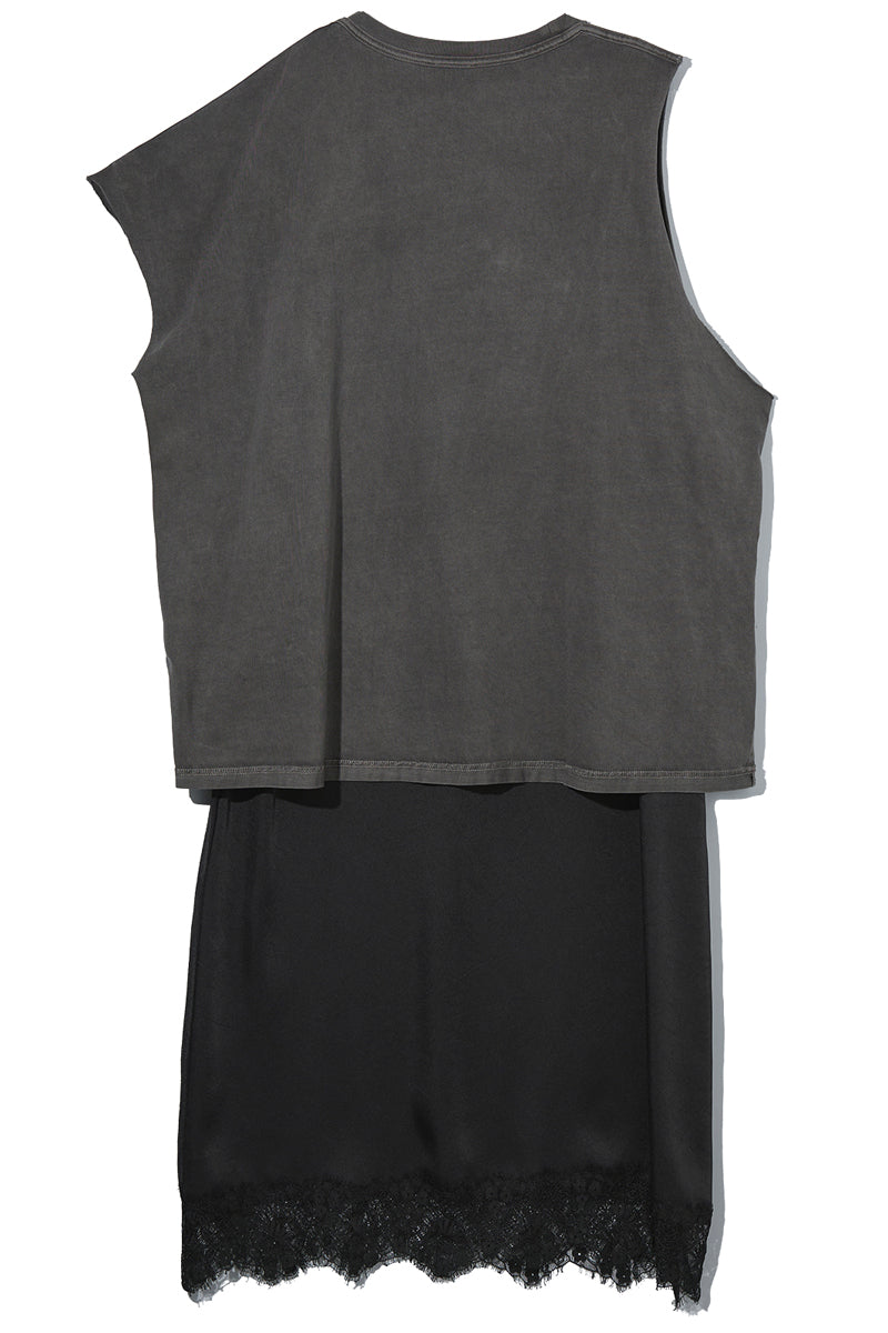 ”BACK STAR SOUNDS” LAYERED T-SHIRT DRESS