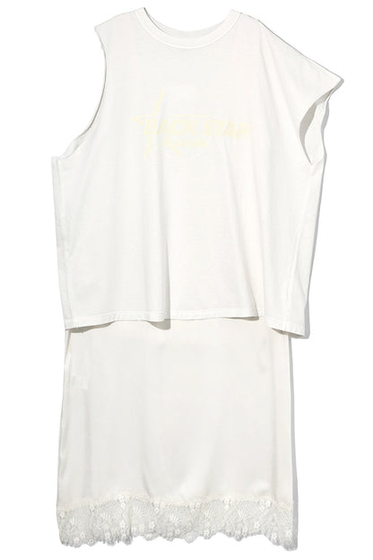 ”BACK STAR SOUNDS” LAYERED T-SHIRT DRESS