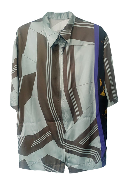 COLLAGE PRINTED BACK OPEN TOPS