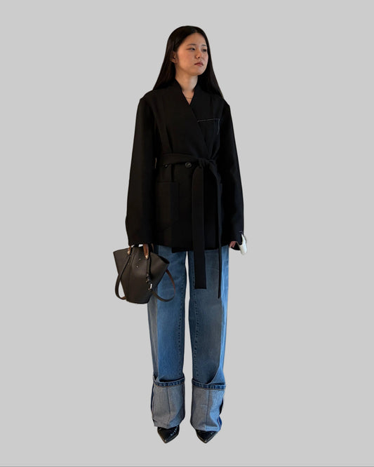 NO LAPEL ORIGAMI JACKET MAKISU WOOL（UNISEX）