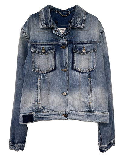 FOLDABLE COLLAR DENIM JACKET
