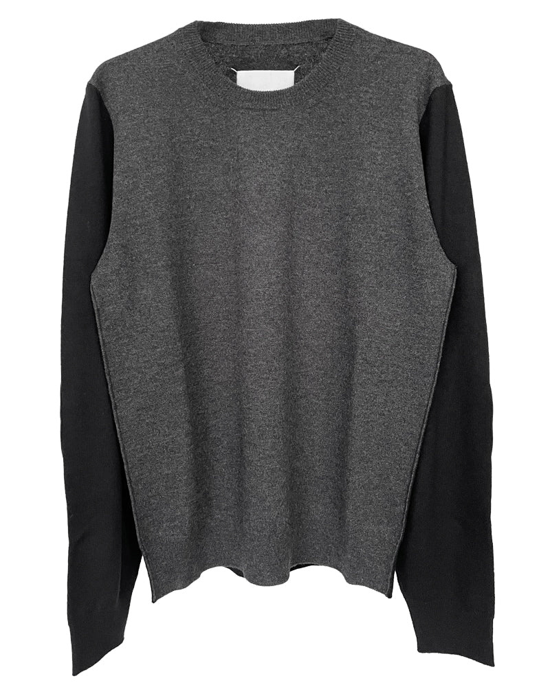 TWO-TONE WOOL CREWNECK