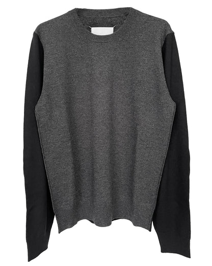 TWO-TONE WOOL CREWNECK